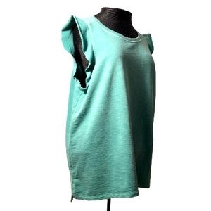 NWT Mineral Wash Sweatshirt Ruffle Sleeveless Top